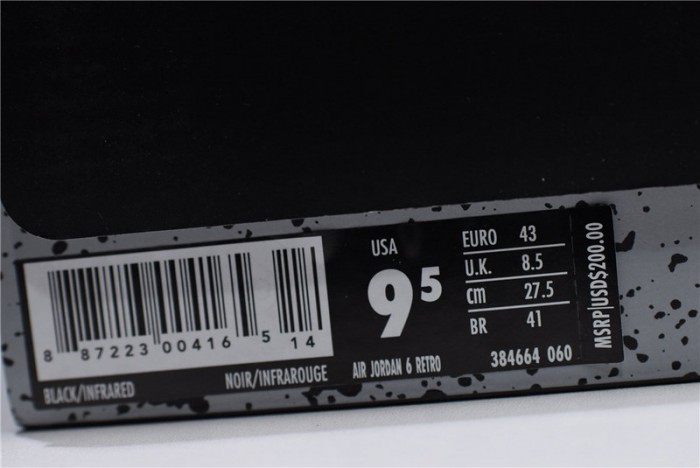 Air Jordan 6 Retro Black Infrared 384664-060
