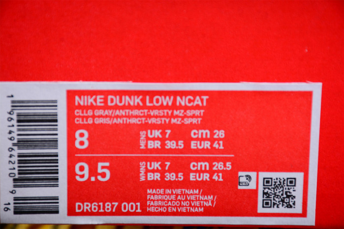 nike dunk low N0*H carolina a&t  dr6187-001